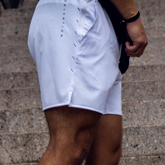 Seventh Salvation Men's Performance Shorts White Size L Athletic Casual Vented - Picture 2 of 11